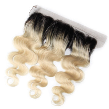 Virgin European Remy Natural Straight 13” x 4” Lace Frontal (Dark Roots)