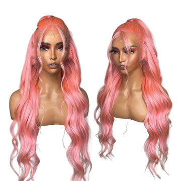 Cotton Candy Virgin Natural Wavy Custom Lace Front Wig