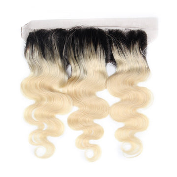 Virgin European Remy Natural Straight 13” x 4” Lace Frontal (Dark Roots)